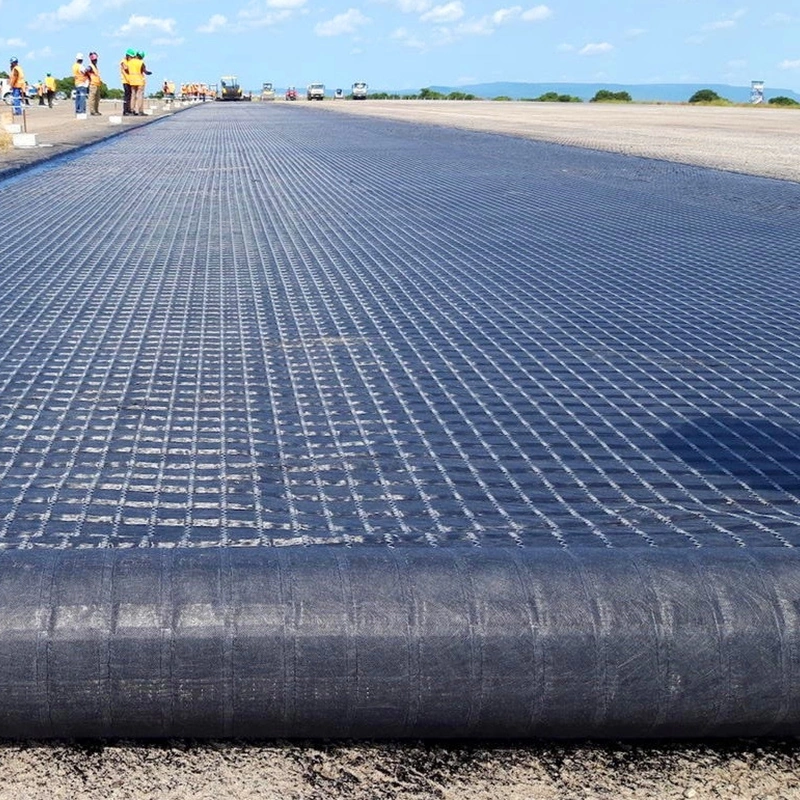Fiberglass Geogrid diperkuat komposit nonwoven Geotextile 3