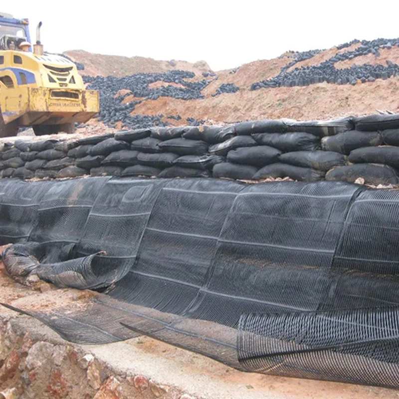 Plastik Polypropylene PE Unidirectional Uniaxial Tensile Plastic Geogrid untuk penguatan jalan 7