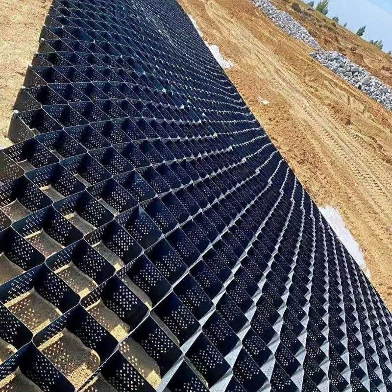 Stabiliser Kerikil Hitam Grid Ground HDPE Geocell Factory Stabiliser Kerikil untuk Dinding Pendukung Jalan