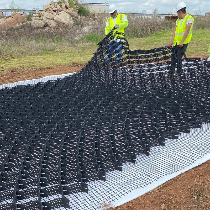 Stabiliser Kerikil Hitam Grid Ground HDPE Geocell Factory Stabiliser Kerikil untuk Dinding Pendukung Jalan