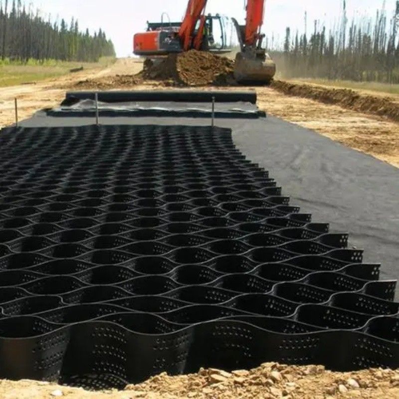 Stabiliser Kerikil Hitam Grid Ground HDPE Geocell Factory Stabiliser Kerikil untuk Dinding Pendukung Jalan