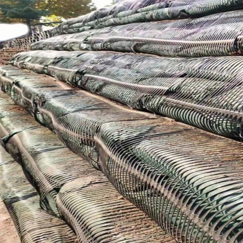 Geo Grid Ground Grid Plastik Uniaxial Polyester Geogrid Uniaxial Gravel Grid Ground Untuk Basement Driveway