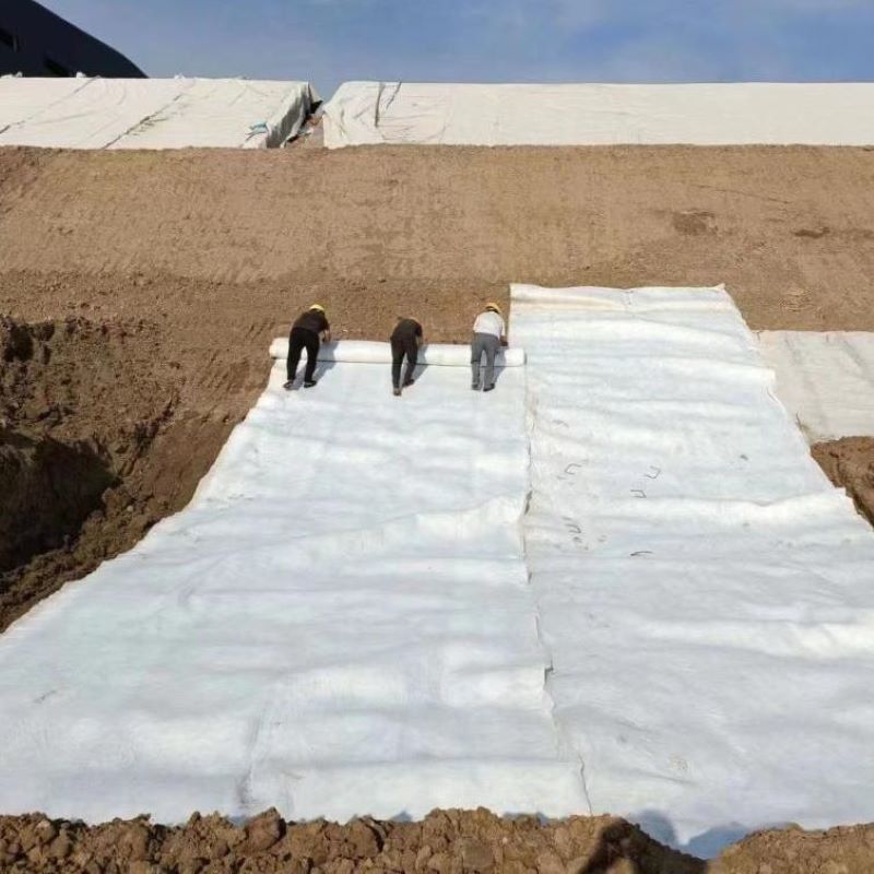Putih Hitam Non-Woven Jarum Punched Geotextile PET PP Untuk Jalan Raya Highway Railway