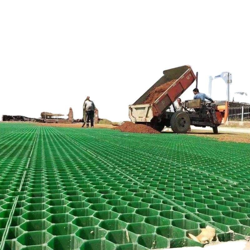 HDPE Grass Grid Manufacturer Plastic Gravel Paver Grid Grass Grid untuk jalan masuk dan parkir Hijau Hitam Warna