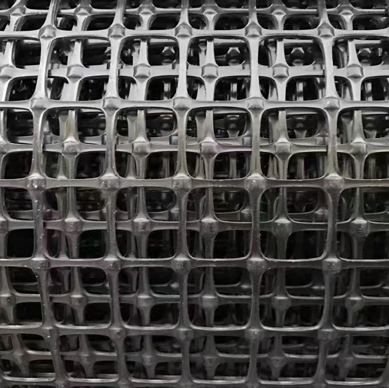 Biaksial Plastik Geogrid untuk penguatan tanah, kekuatan tarik tinggi PP/PET Geogrid,Balck 30kN/m, Jalan Base Stabilization Mesh