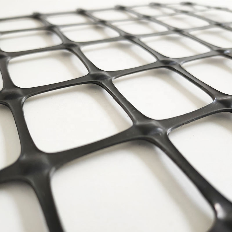 Biaksial Plastik Geogrid untuk penguatan tanah, kekuatan tarik tinggi PP/PET Geogrid,Balck 30kN/m, Jalan Base Stabilization Mesh