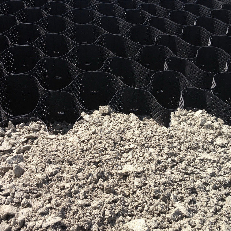 Geosel Plastik HDPE Grid Beraspal Geosel HDPE Hitam untuk Penguatan Basement Lunak Geosel Penstabil Kerikil Biaya Rendah dalam Pembangunan Jalan
