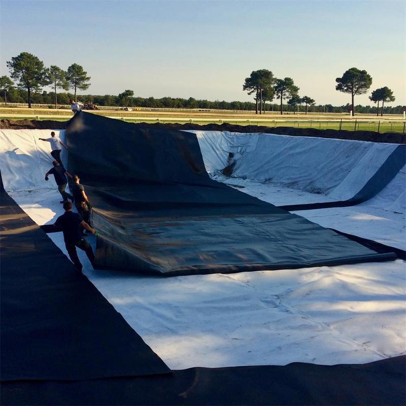 Gaya Industri 1mm Geomembrane Pond Liner HDPE Plastic Liner Geomembrane Pond Liner Untuk Kolam Ikan Dibuat dari PVC LDPE LLDPE PP Bahan Untuk Tumpukan