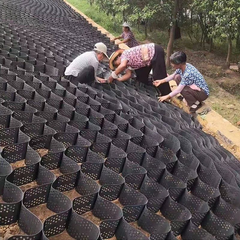 HDPE Plastic Geocell Paved Grid Geocell HDPE untuk Perkuat Basement Lembut Stabilizer Kerikil Murah Geocell dalam Pembangunan Jalan