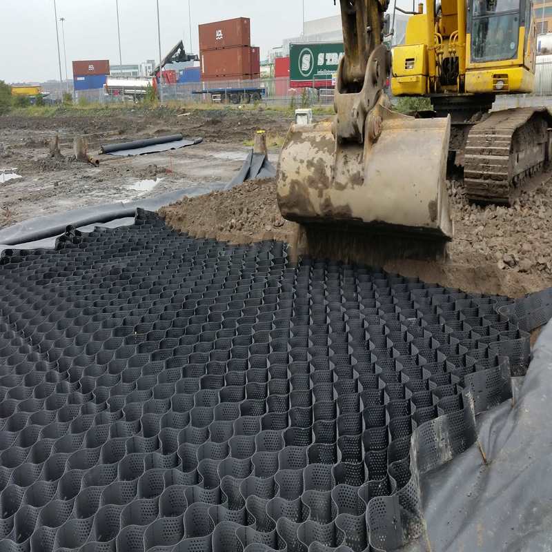 HDPE Plastic Geocell Paved Grid Geocell HDPE untuk Perkuat Basement Lembut Stabilizer Kerikil Murah Geocell dalam Pembangunan Jalan