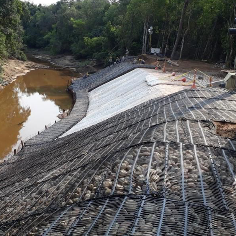 Penguatan Biaksial Plastik PP PE Uniaxial Komposit Peregangan HDPE Geogrid Jalan Konstruksi Kereta Api