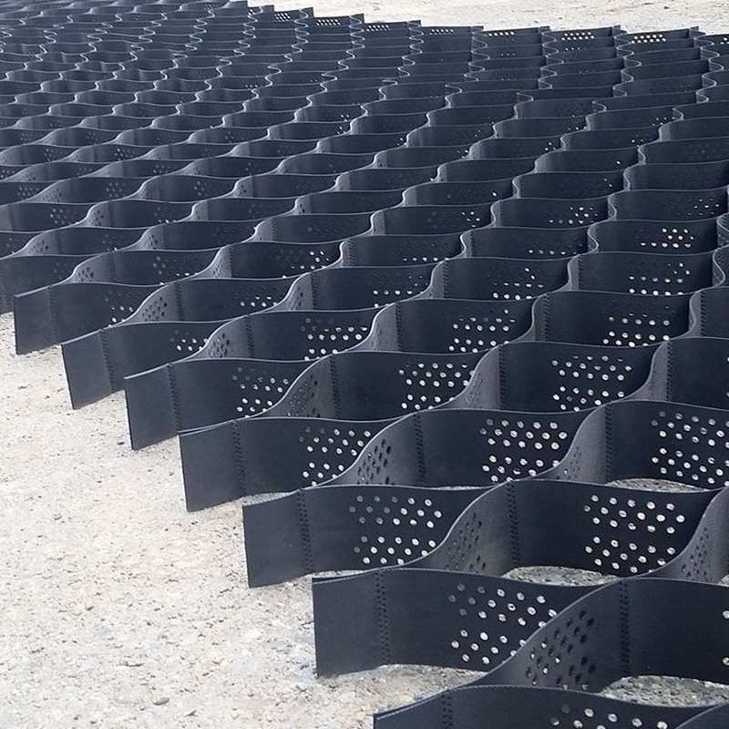 Grid Gravel Geocell Plastik HDPE Tekstur dan Terperosok untuk Stabilisasi Jalan, Penguatan Dasar Jalan, Tempat Parkir dan Perlindungan Lemparan