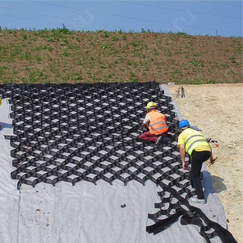 HDPE Geocell Plastic Driveway Gravel HDPE Geocell Control Soil in Road for Road Reinforcement Protection Slope Control Erosion Control Gravel Highway Pengendalian tanah dari tanah